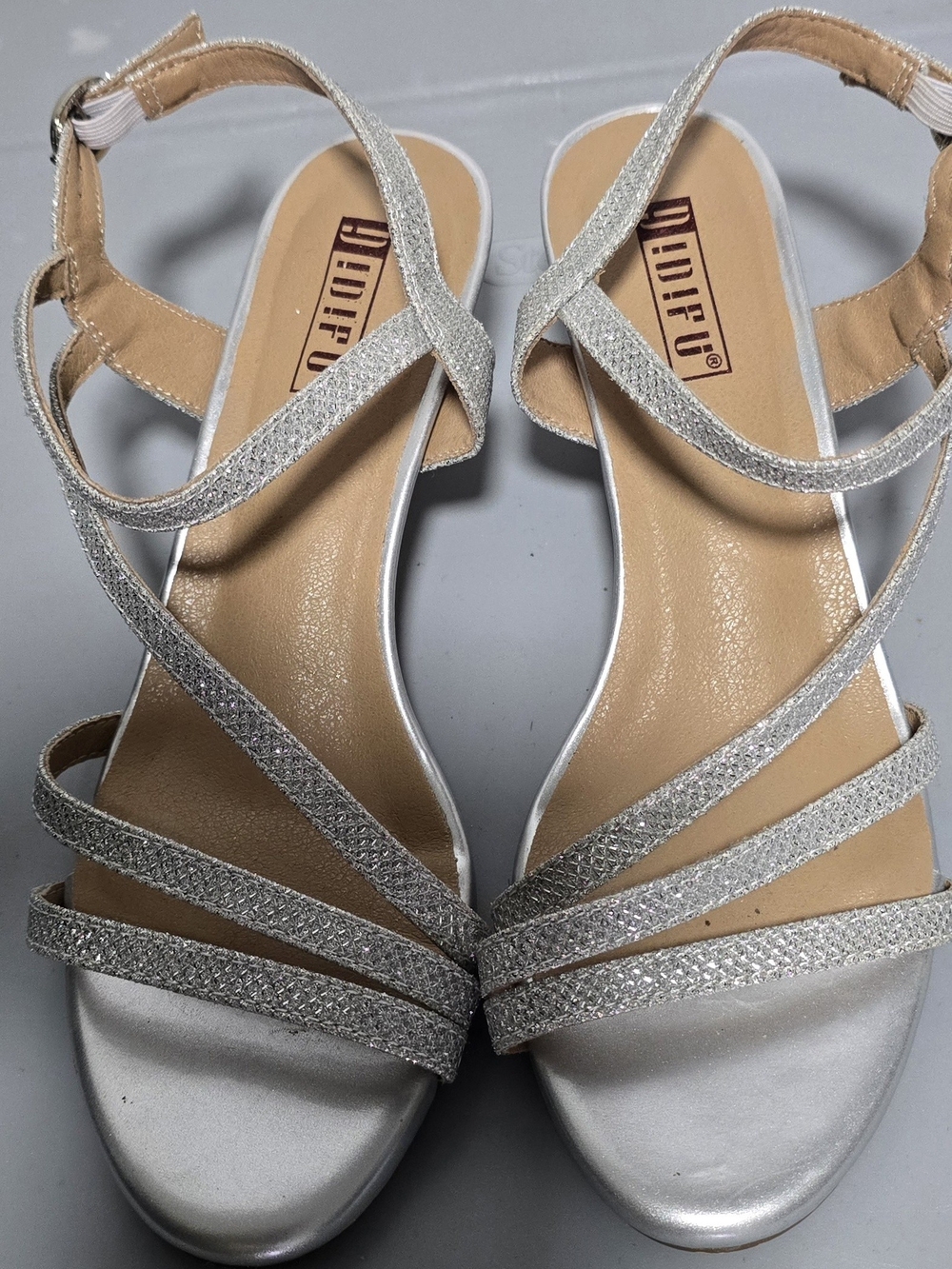 Silver Glitter Strappy Women's Sandals - Picture 6 of 6